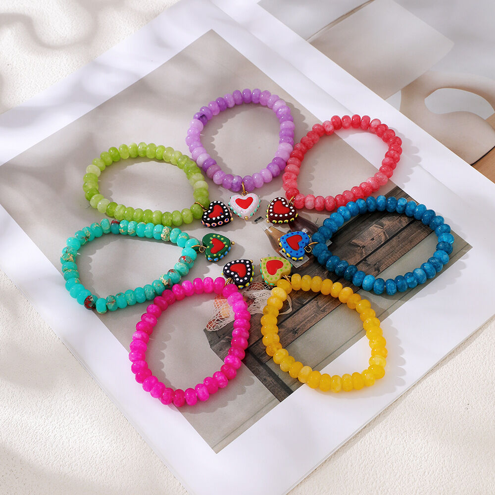Romantic Series Sweet Heart Beads Natural Stones Women's Charm Bracelets h5 Picture3