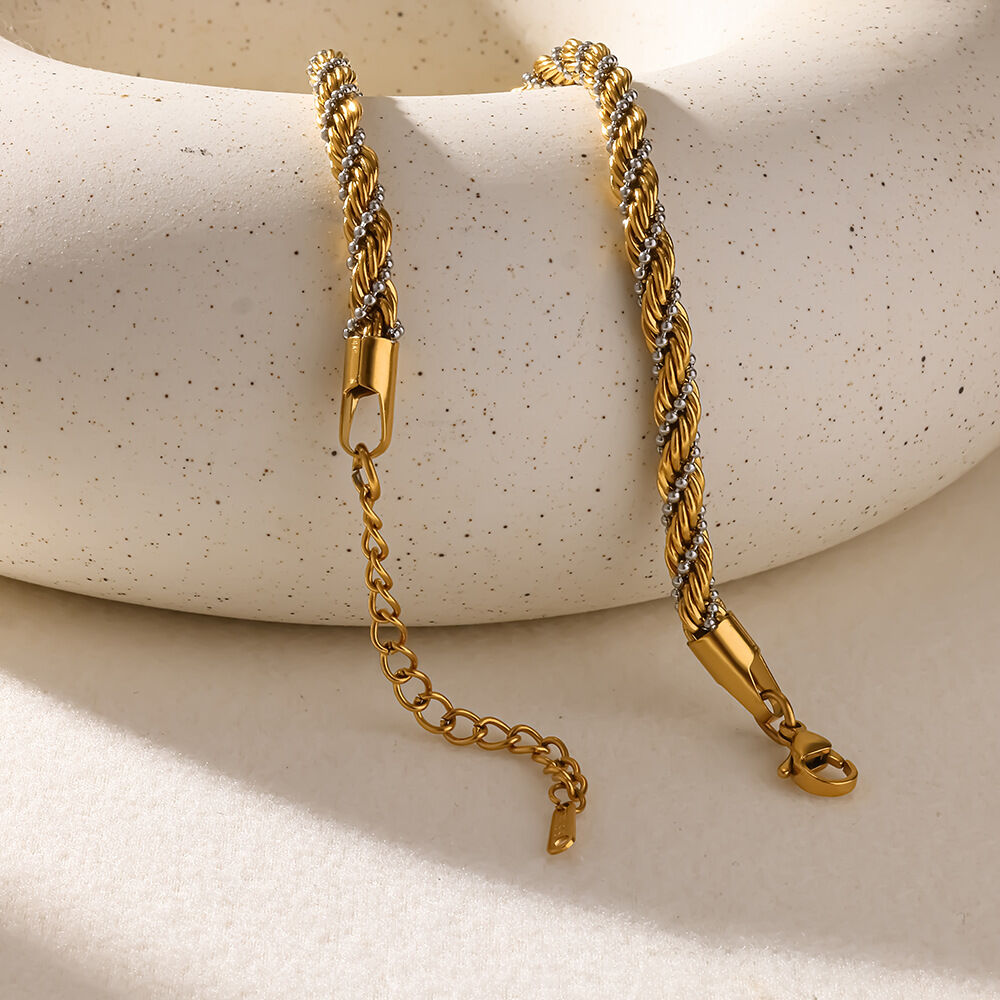 Bracelet De Cheville Simple Series Casual Thread En Acier Inoxydable Imperméable Couleur Or 2