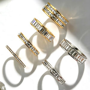 Luxurious Series Simple Geometric Shape Stainless Steel Waterproof Gold Color Rhinestone Women's Gemstone Rings h5 Picture3