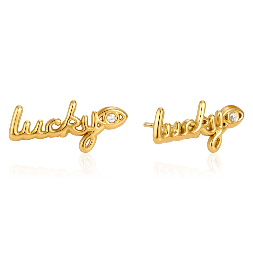 Luxurious Daily Letter Devil's Eye Irregular Shape Stainless Steel Waterproof Gold Color Zircon Women's Stud Earrings h5Picture5