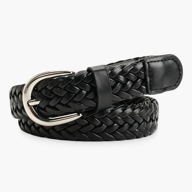Simple Series Daily Solid Color Woven Premium Quality Pu Woven Belt