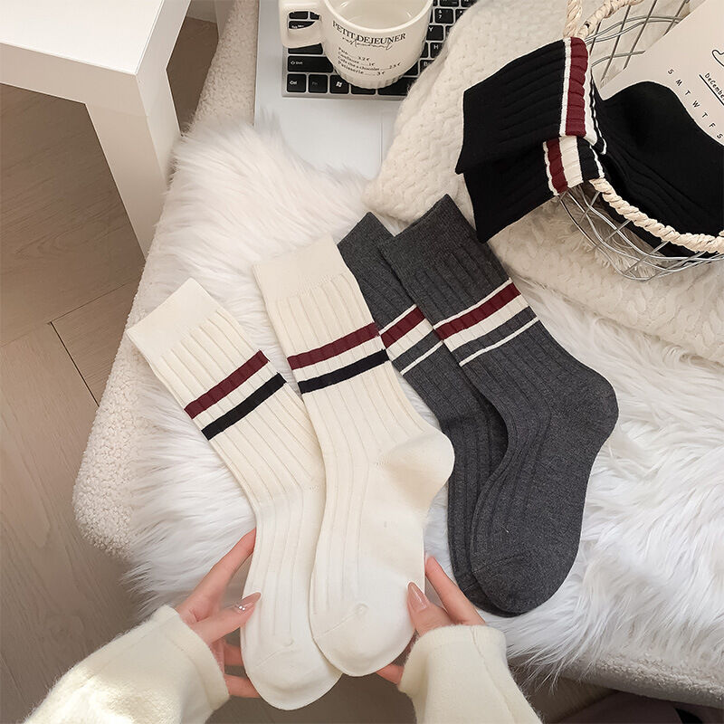 Chaussettes Mi-Mollet À Rayures Basiques Slight Bounce Pour Femmes h5Image3
