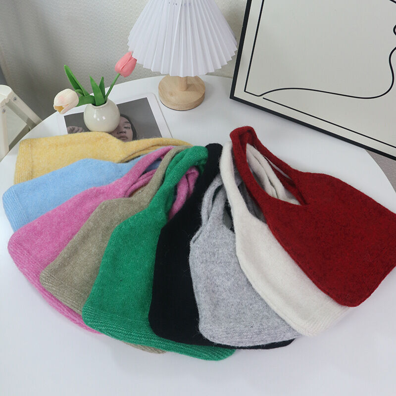 Casual Stijl, Pluizige Geweven, Effen Kleur, Geweven Wollen Polyester Mix, Vierkante Damestas Afbeelding4