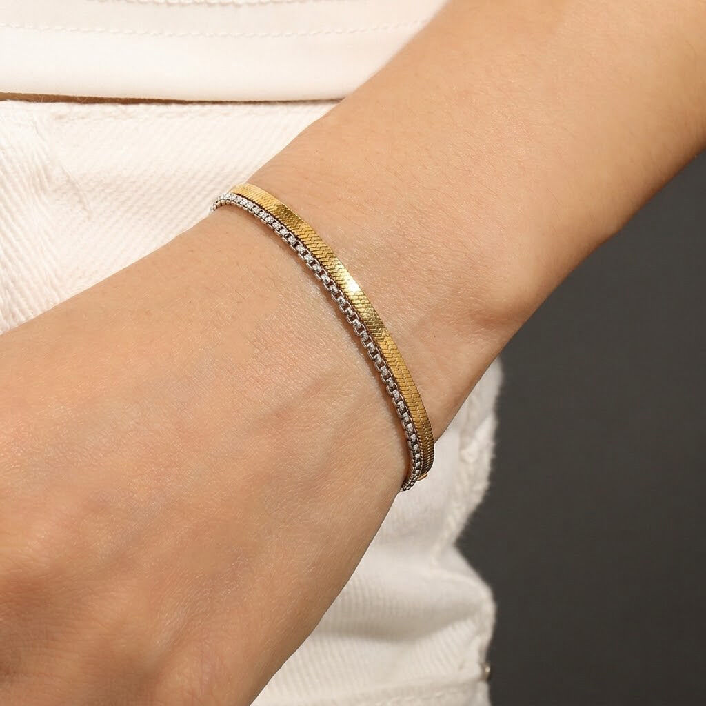 Simple Mixed Color Stainless Steel Waterproof Chain Bracelets Picture2