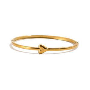 Pulseras De Mujer De La Serie Simple Elegant Heart, De Acero Inoxidable, Resistentes Al Agua Y Color Dorado. h5 Imagen4
