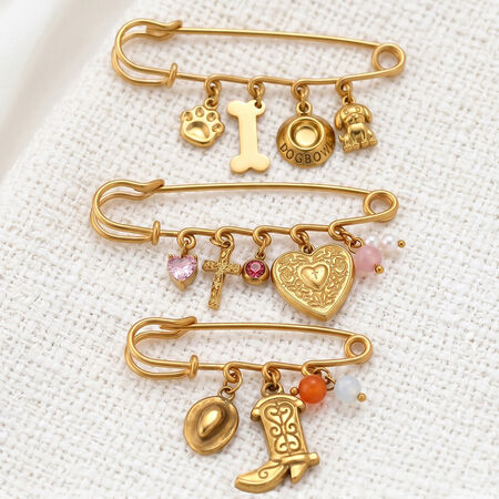 Simple Series Vacation Letter Irregular Shape Boots Stainless Steel Gold Color Brooches