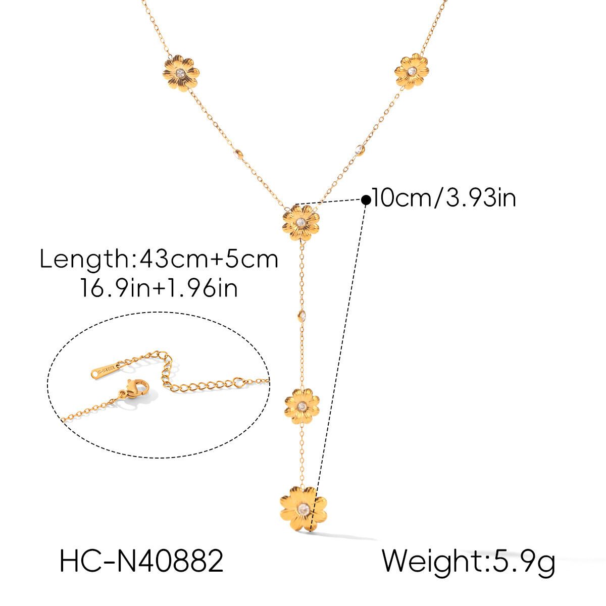 Collares Con Colgante Para Mujer De La Serie Simple Daily Flower, De Acero Inoxidable, Resistentes Al Agua Y Color Dorado Con Circonitas. Imagen2