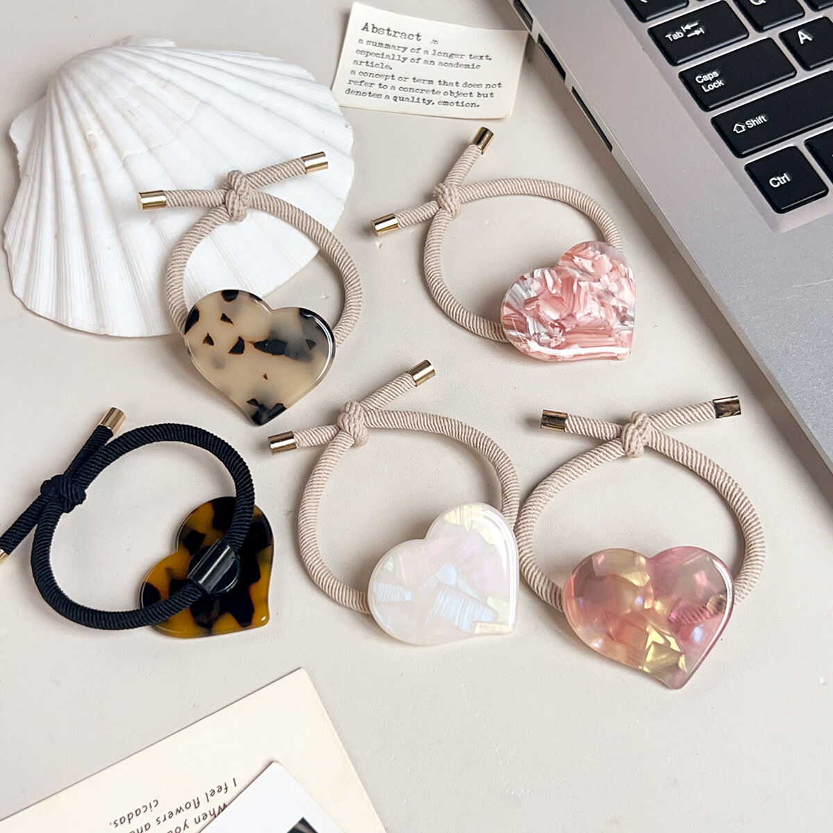 Simple Series Daily Heart Mixed Color Gradient Color Plastic Hair Ties