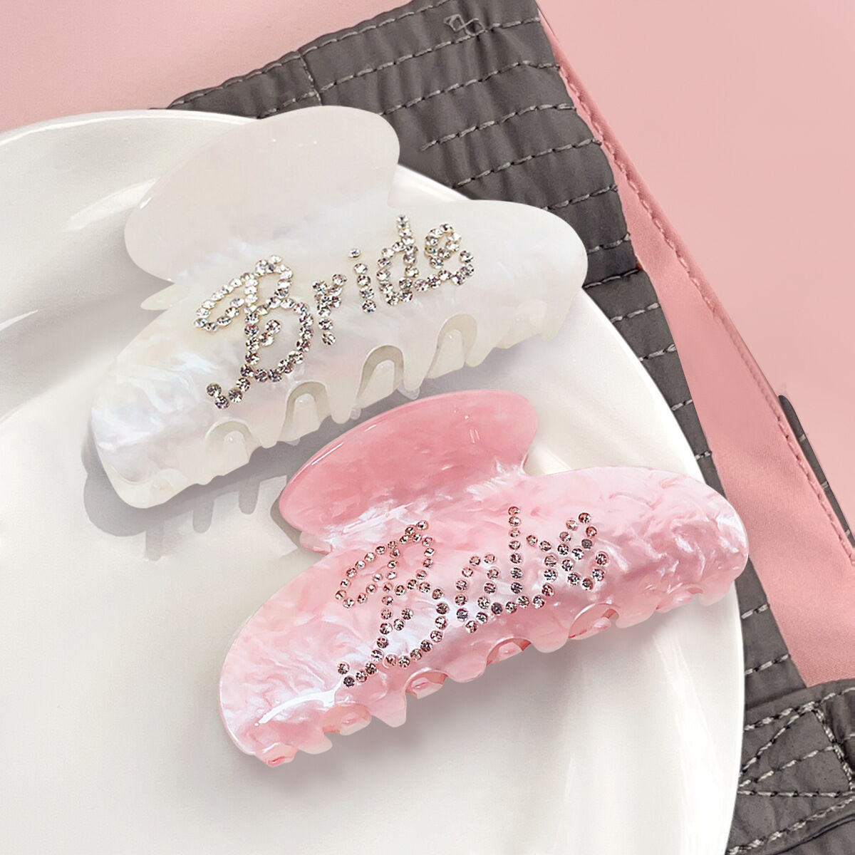 Serie semplice Sweet Letter Colore pieno Colore sfumato Acrilico Strass Fermagli per capelli