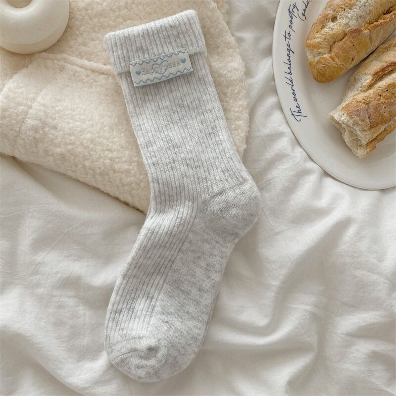 Slight Bounce Basic Solid Color Letters Mid-Calf Socks