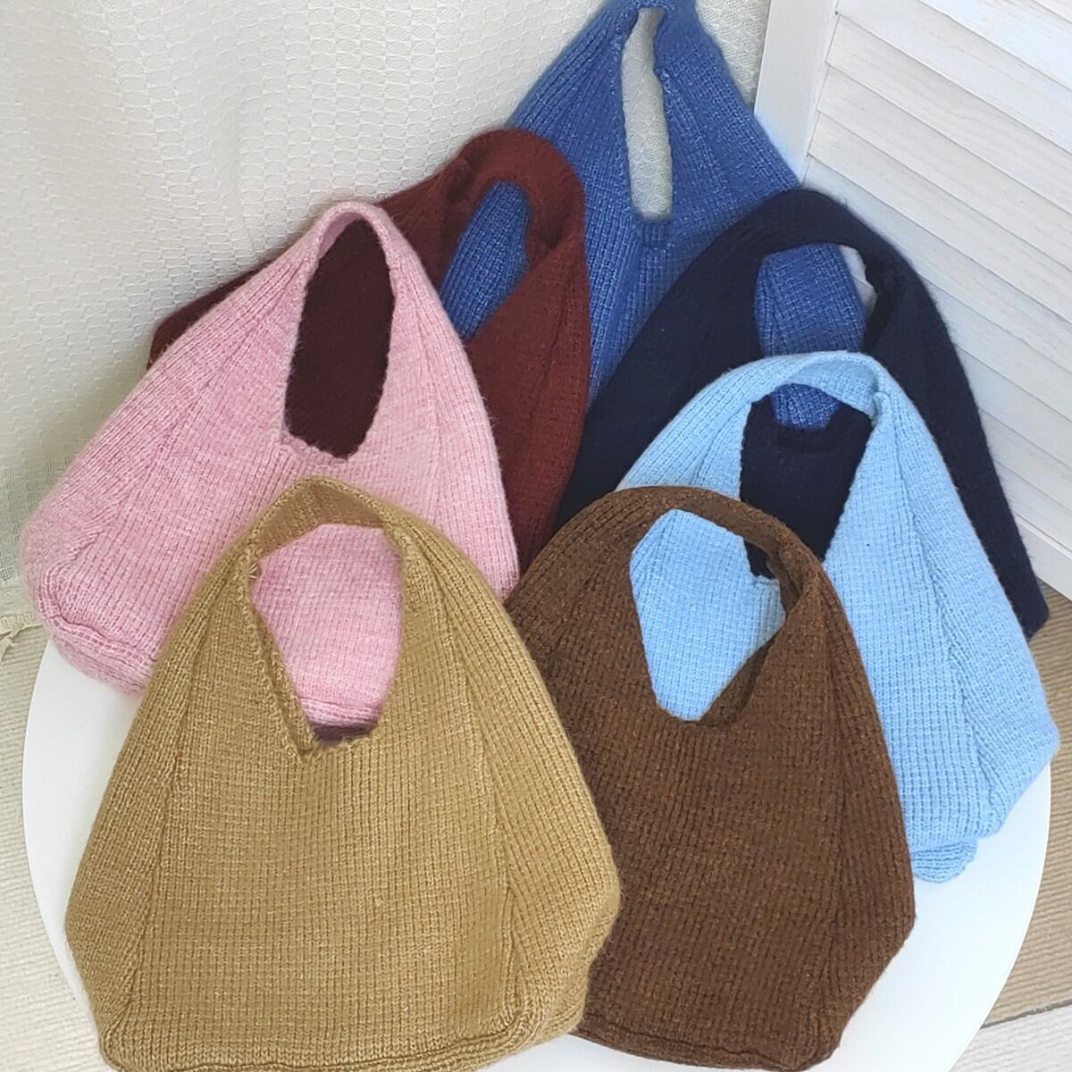 Casual Stijl, Pluizige Geweven, Effen Kleur, Geweven Polyester, Trapeziumvormige Damestas. Afbeelding3
