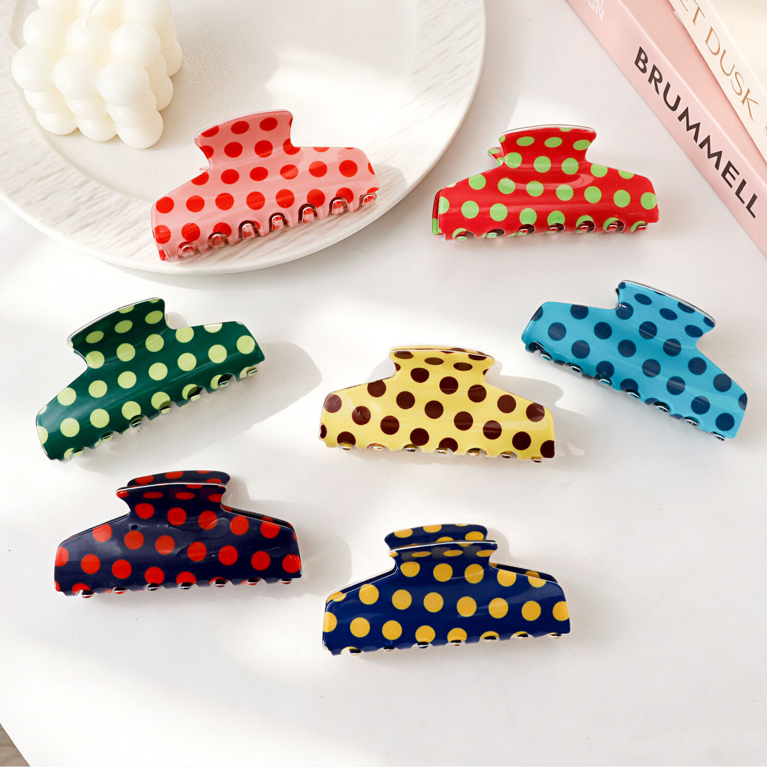 Einfache Serie, tägliche Polka Dots, gemischte Farben, PVC-Haarspangen 2