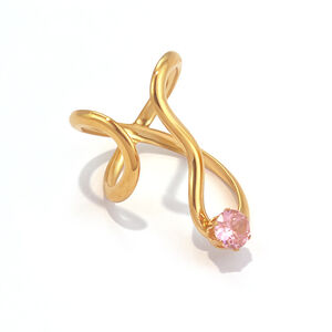 Simple Irregular Shape Stainless Steel Waterproof Gold Color Zircon Women's Gemstone Rings h5 Picture4