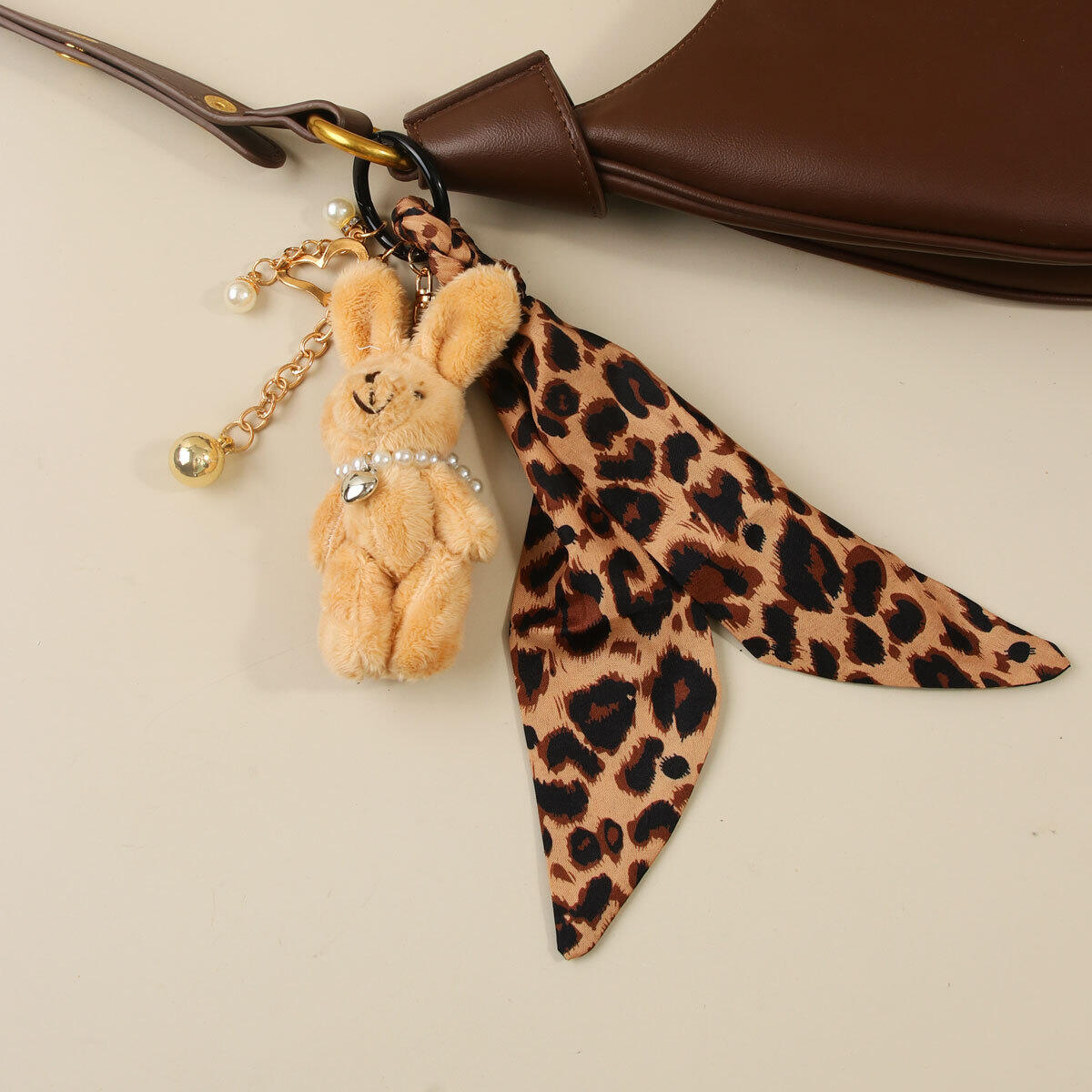 Simple Series Casual Heart Animal Leopard Print Fabric Bag Charms