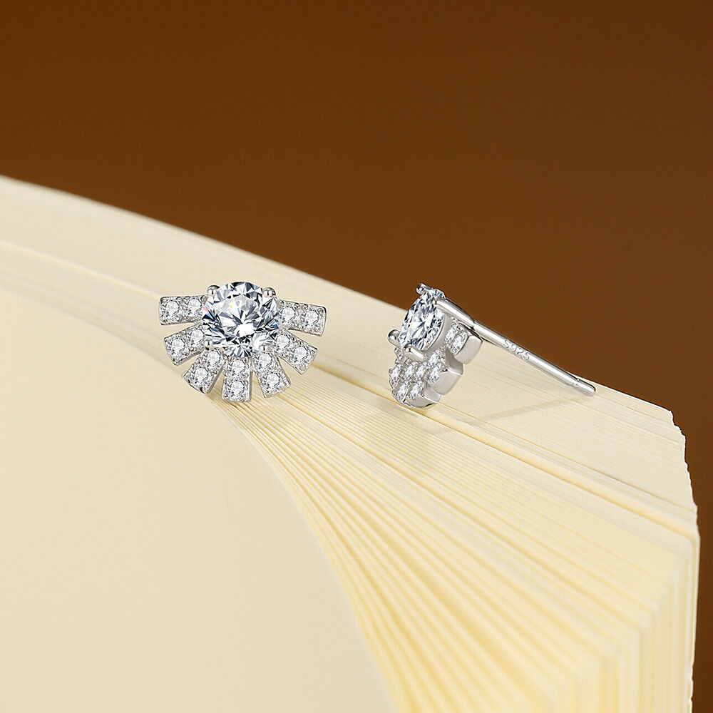 Simple Series Daily Geometric Shape 925 Sterling Silver Color Rhodium Plating Women's Moissanite Earrings h5Picture2
