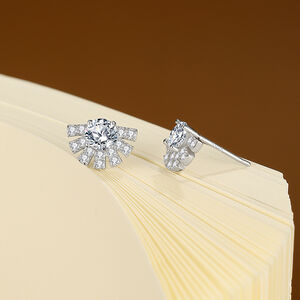 Simple Series Daily Geometric Shape 925 Sterling Silver Color Rhodium Plating Women's Moissanite Earrings h5 Picture2
