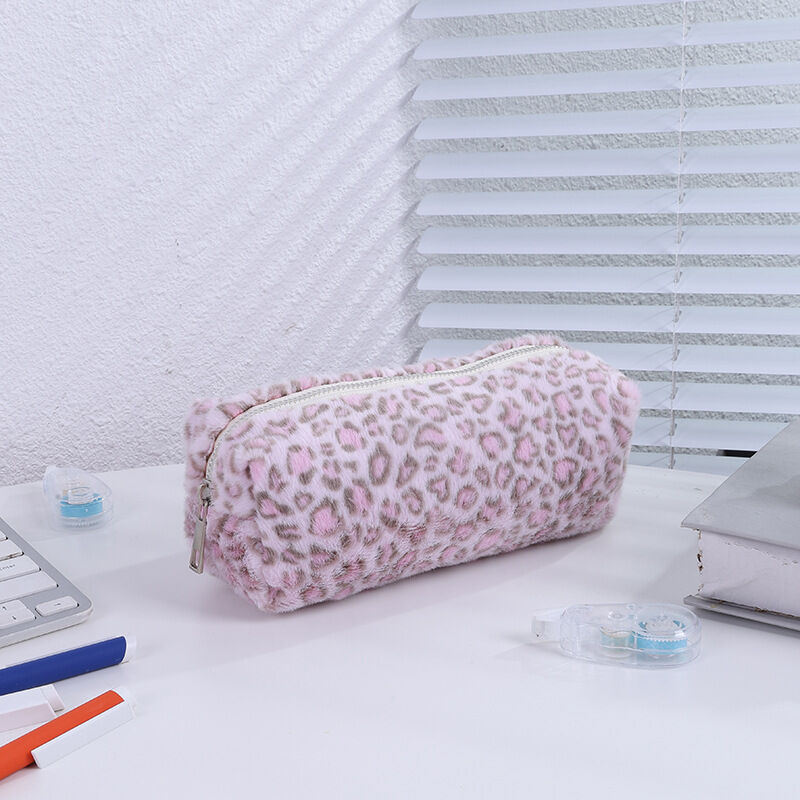 Simple Series Retro Polyester Solid Color Leopard Print Pen Pouches 