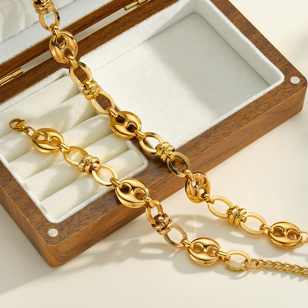 Simple Series Retro Irregular Shape Patchwork Chain Stainless Steel Waterproof Gold Color Women's Chain Necklaces Picture4
