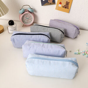 Simple Series Daily Polyester Solid Color Stripe Pen Pouches h5 Picture3