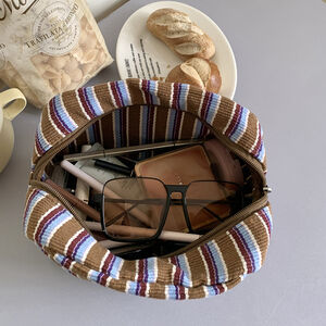 Simple Series Daily Stripe Mixed Color Polyester Makeup Bags h5 Picture3