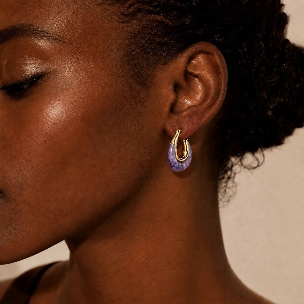 Classic Series Retro Geometric Shape Stainless Steel Waterproof   Gold Color  Women's Stud Earrings 2