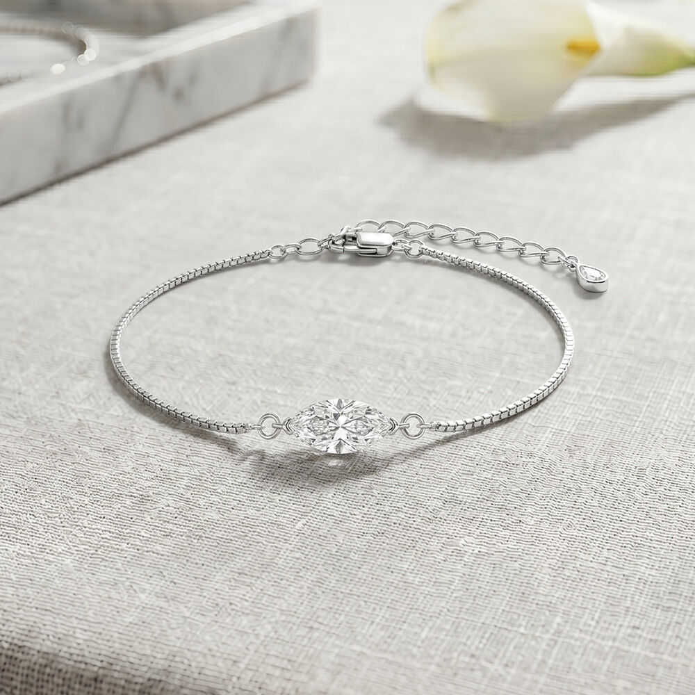 Simple Series Irregular Shape 925 Sterling Silver Color Rhodium Plating Women's Moissanite Bracelets h5Picture3