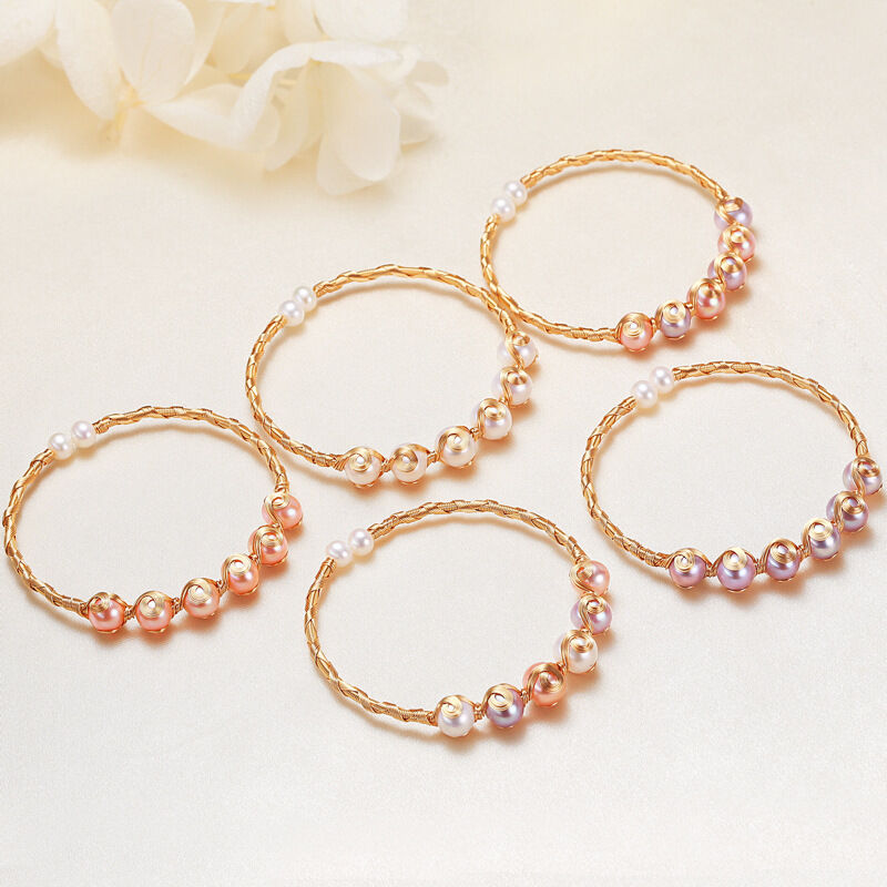 Simple Series Daily Twist Lines Freshwater Pearls   Gold Color  Women's Pearl Bracelet h5 Picture3