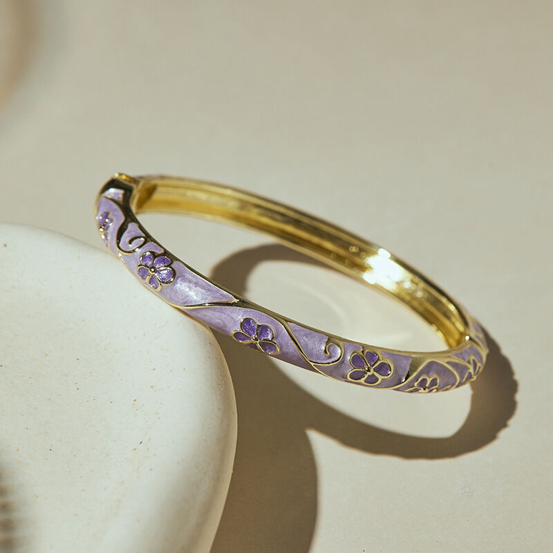 Romantic Series Sweet Enamel Flower Alloy Women's Bangles h5 Picture2