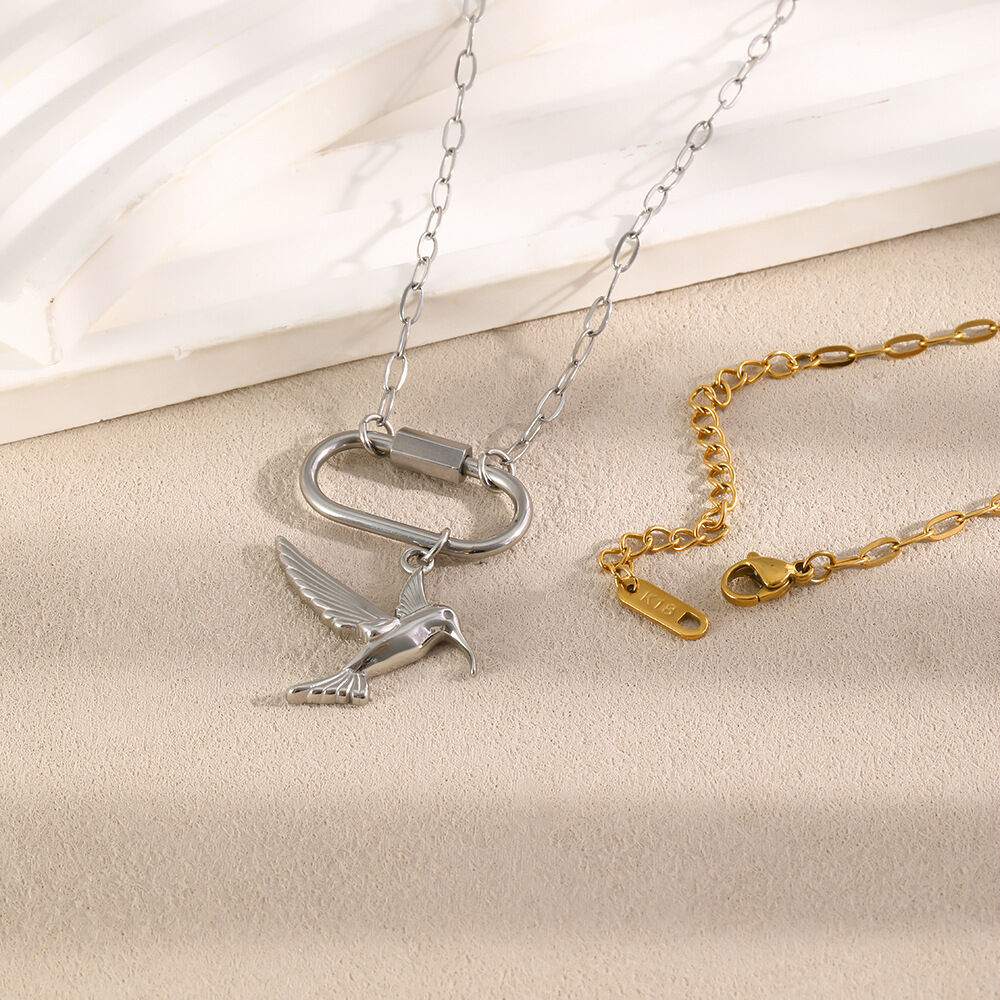 Collares Con Colgante Para Mujer De La Serie Simple, Con Forma Irregular De Animal, De Acero Inoxidable, Resistentes Al Agua Y Color Dorado. h5Imagen3