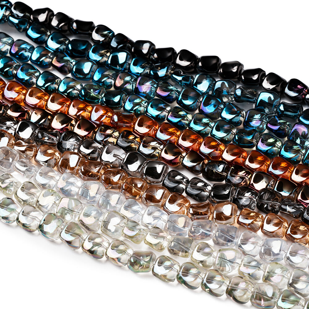 Simple Series Diy Irregular Shape Gradient Color Glass Gold Color Beads h5Picture3
