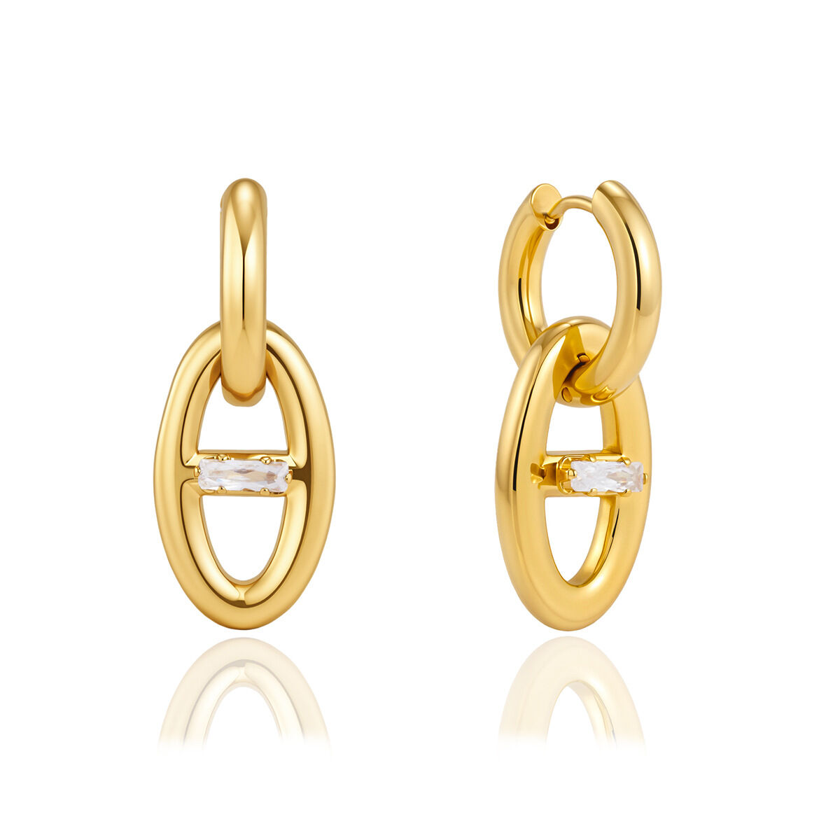Romantische Serie Elegante Hartvormige Ellips Oorbellen Van Roestvrij Staal, Waterdicht, Goudkleurig Afbeelding5