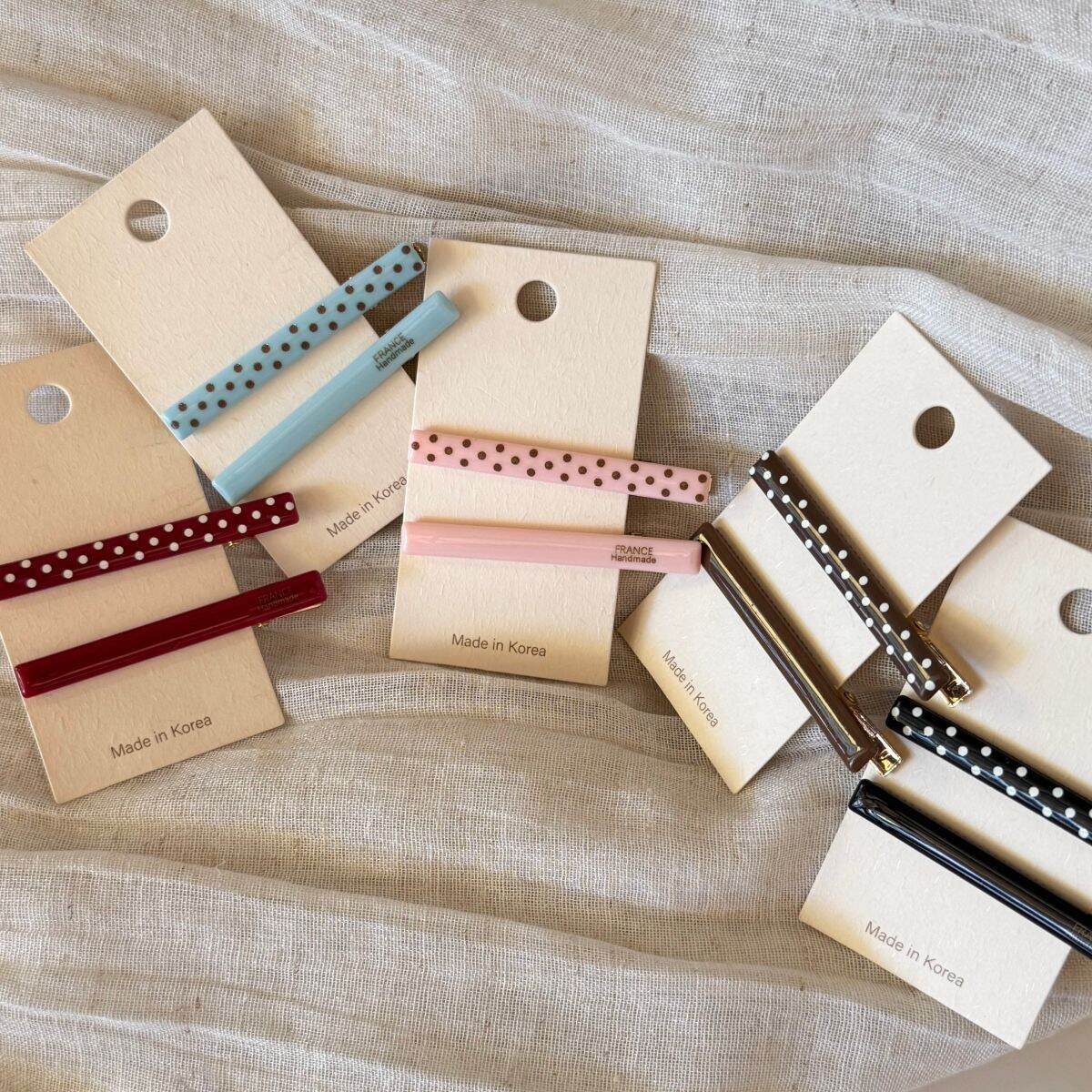 Simple Series Dagelijkse Effen Kleur Polka Dots Plastic Haarclips Afbeelding3