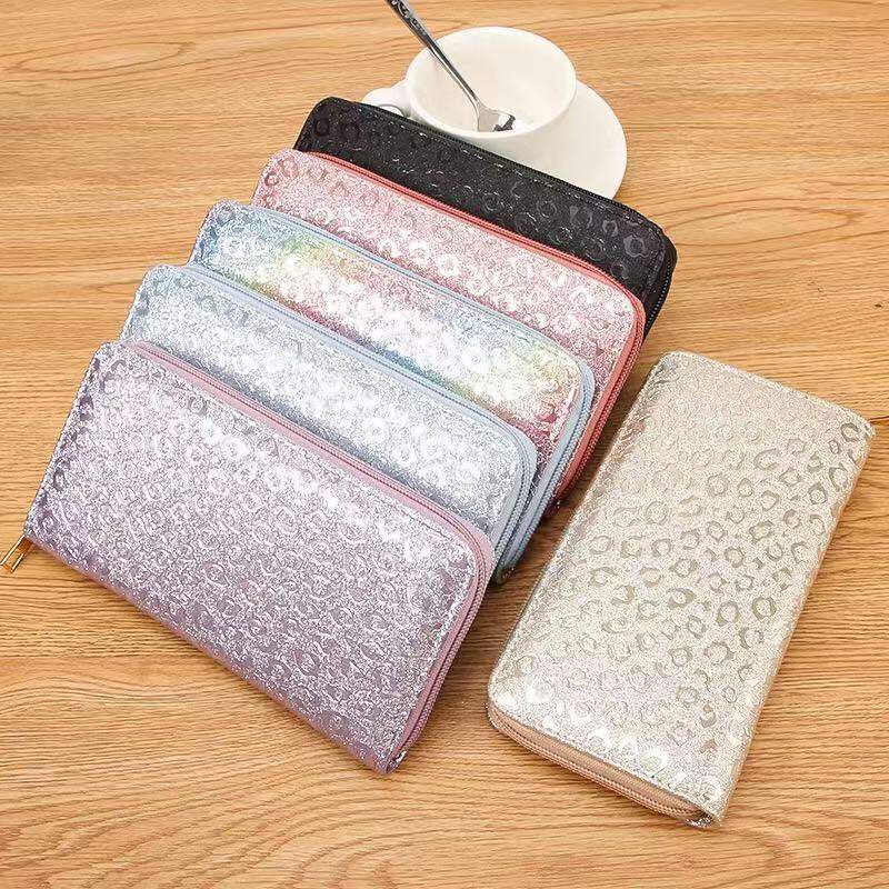 Günlük Kullanım İçin Baskılı Payetli Leopar Desenli Karışık Renk Geçişli Pvc Kadın Kare Çanta Cüzdan Ve Kartlık Resim4