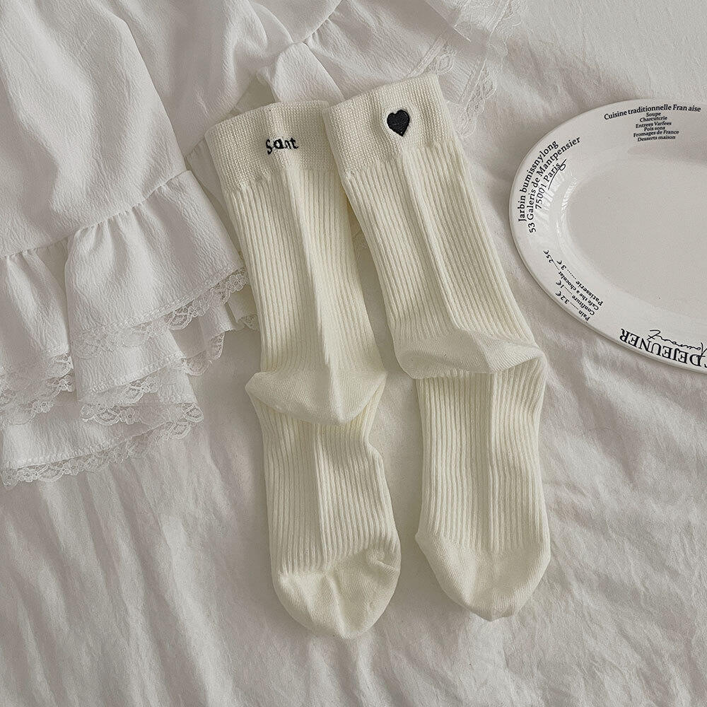 High Bounce Basic Letters Heart Mid-Calf Socks