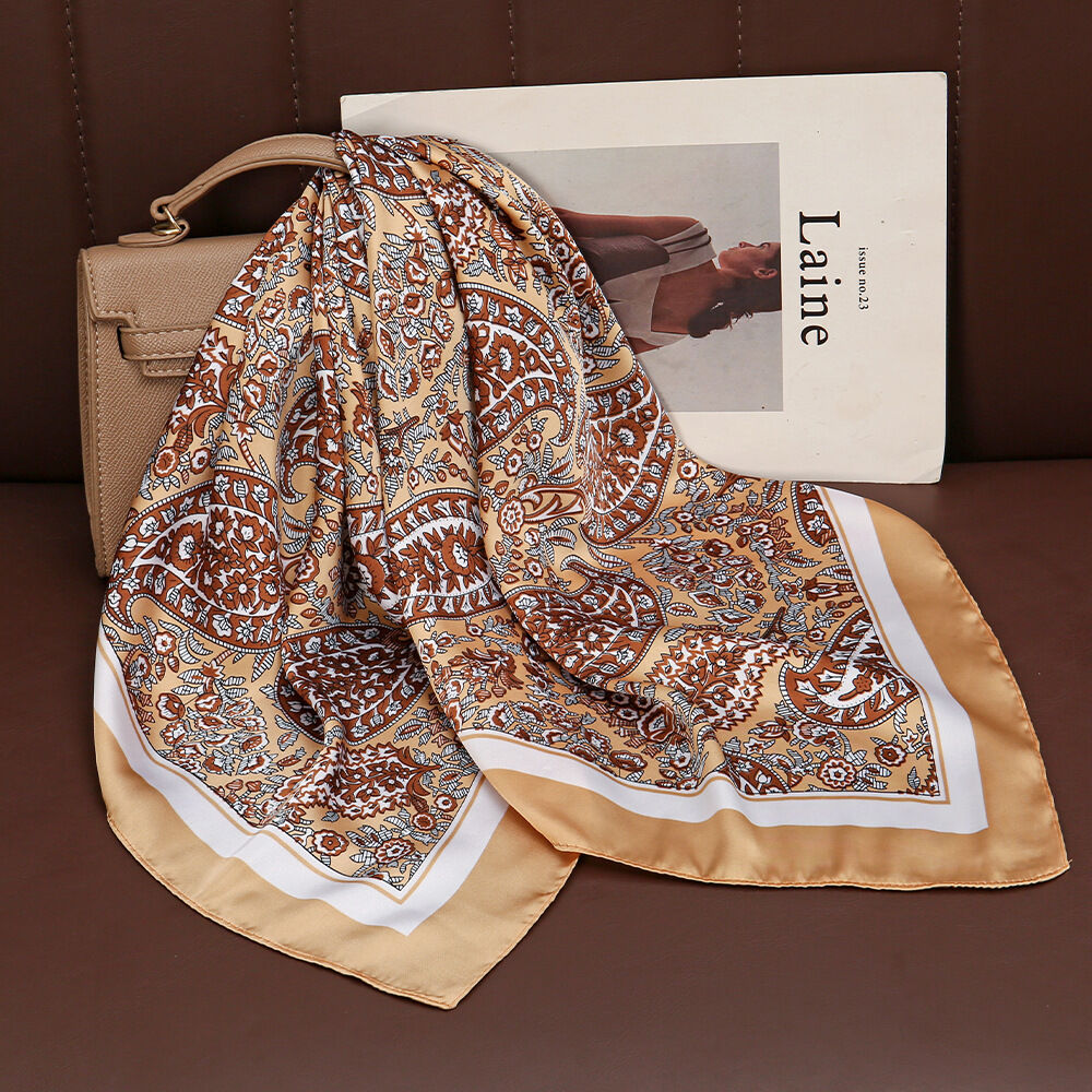 Sciarpe Estive Casual In Tinta Unita Con Motivo Paisley Della Serie Ethnic, Effetto Seta. Immagine3