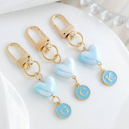 Romantic Series Simple Letter Heart Gradient Color Alloy Keychain