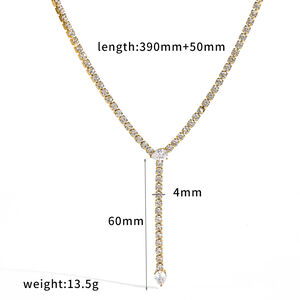 Elegant Stainless Steel Waterproof Gold Color Rhinestone Women's Chain Necklaces h5