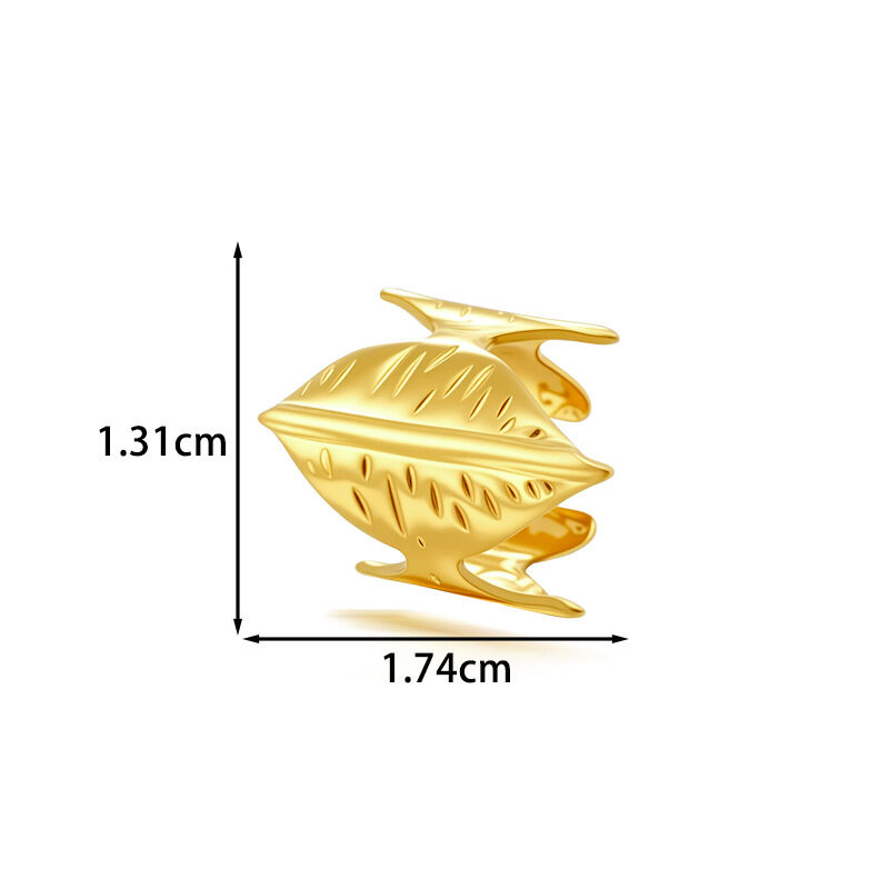 Simple Series Flower Stainless Steel Waterproof Gold Color Women's Ear Cuffs h5Picture2