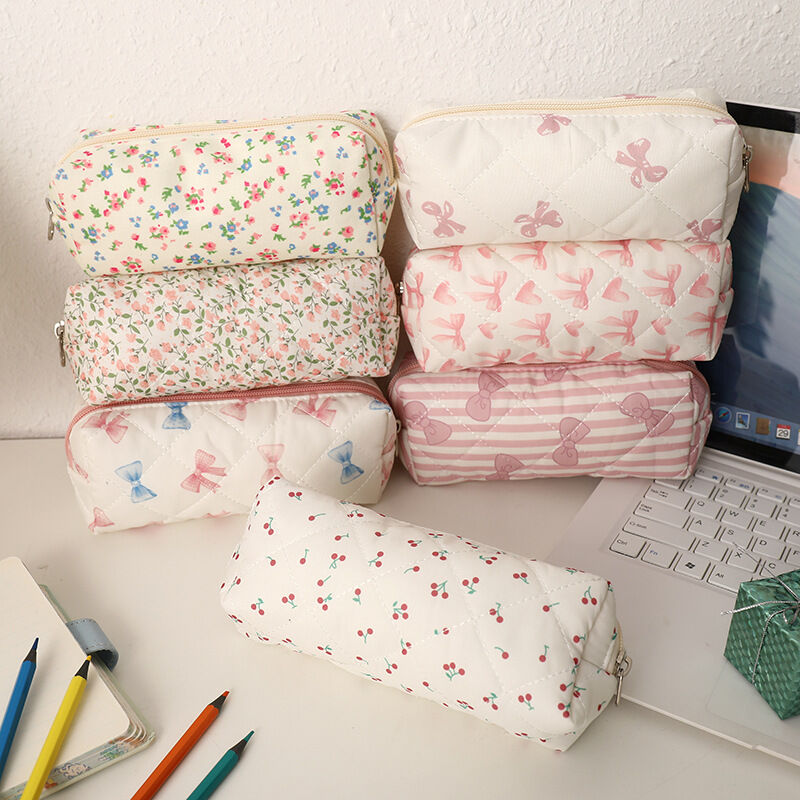 Eenvoudige Serie Schattige Polyester Etuis Met Bloem, Hart En Strik, Kersenmotief