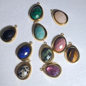 Colgantes Para Mujer Con Forma De Gota, Piedras Naturales, Acero Inoxidable Y Color Dorado. h5 Imagen3