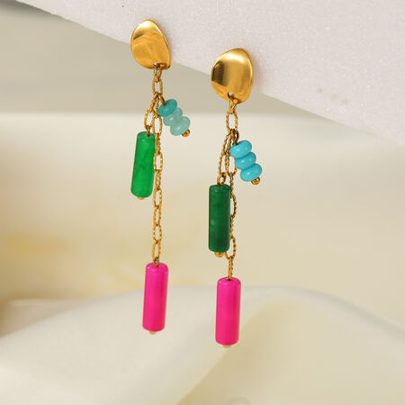 Orecchini Pendenti Da Donna Simple Series Daily Nassel In Acciaio Inossidabile Impermeabile Color Oro. 2