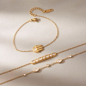 Simple Series Daily Irregular Shape Chain Stainless Steel Waterproof Gold Color Zircon Women's Charm Bracelets h5 Picture3