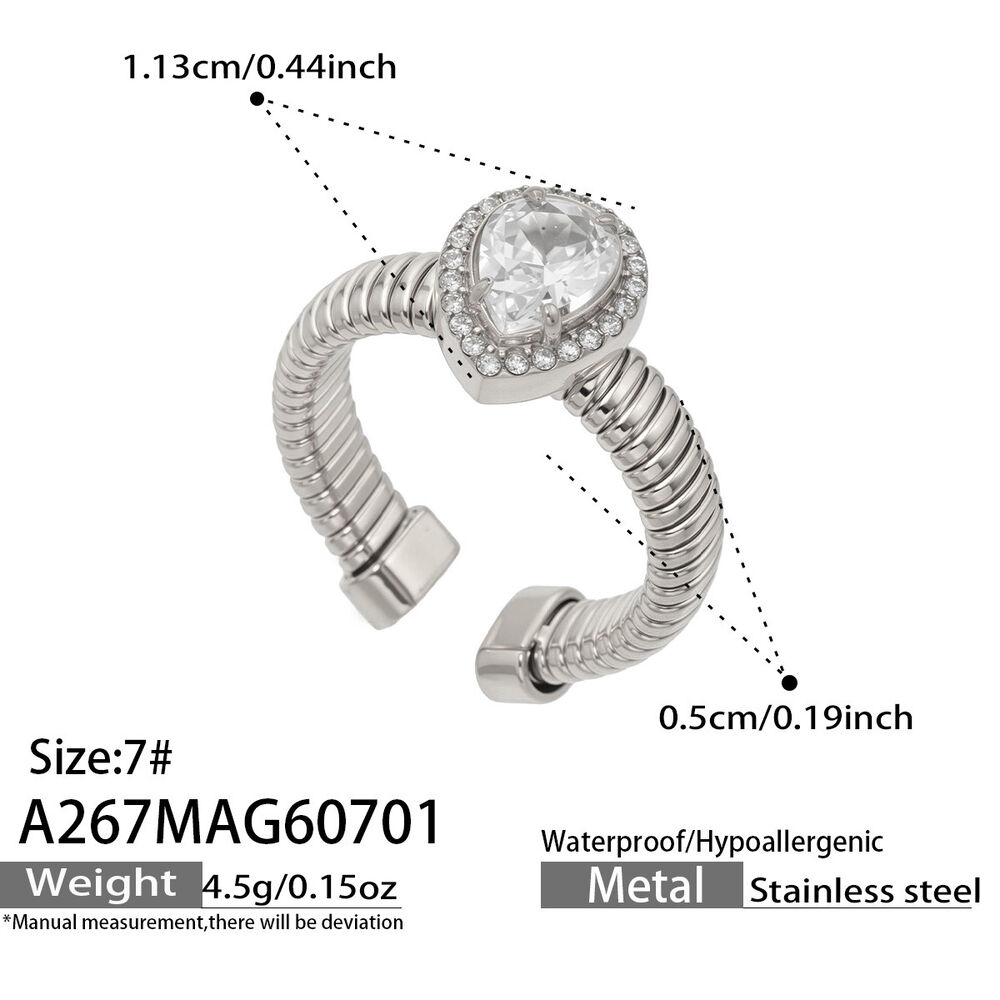 Anillos De Mujer De La Serie Luxury Series, Elegantes, Con Forma Irregular De Corazón, De Acero Inoxidable, Resistentes Al Agua Y Con Circonitas Color Oro.
