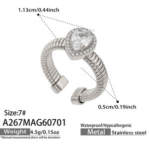Anillos De Mujer De La Serie Luxury Series, Elegantes, Con Forma Irregular De Corazón, De Acero Inoxidable, Resistentes Al Agua Y Con Circonitas Color Oro. h5