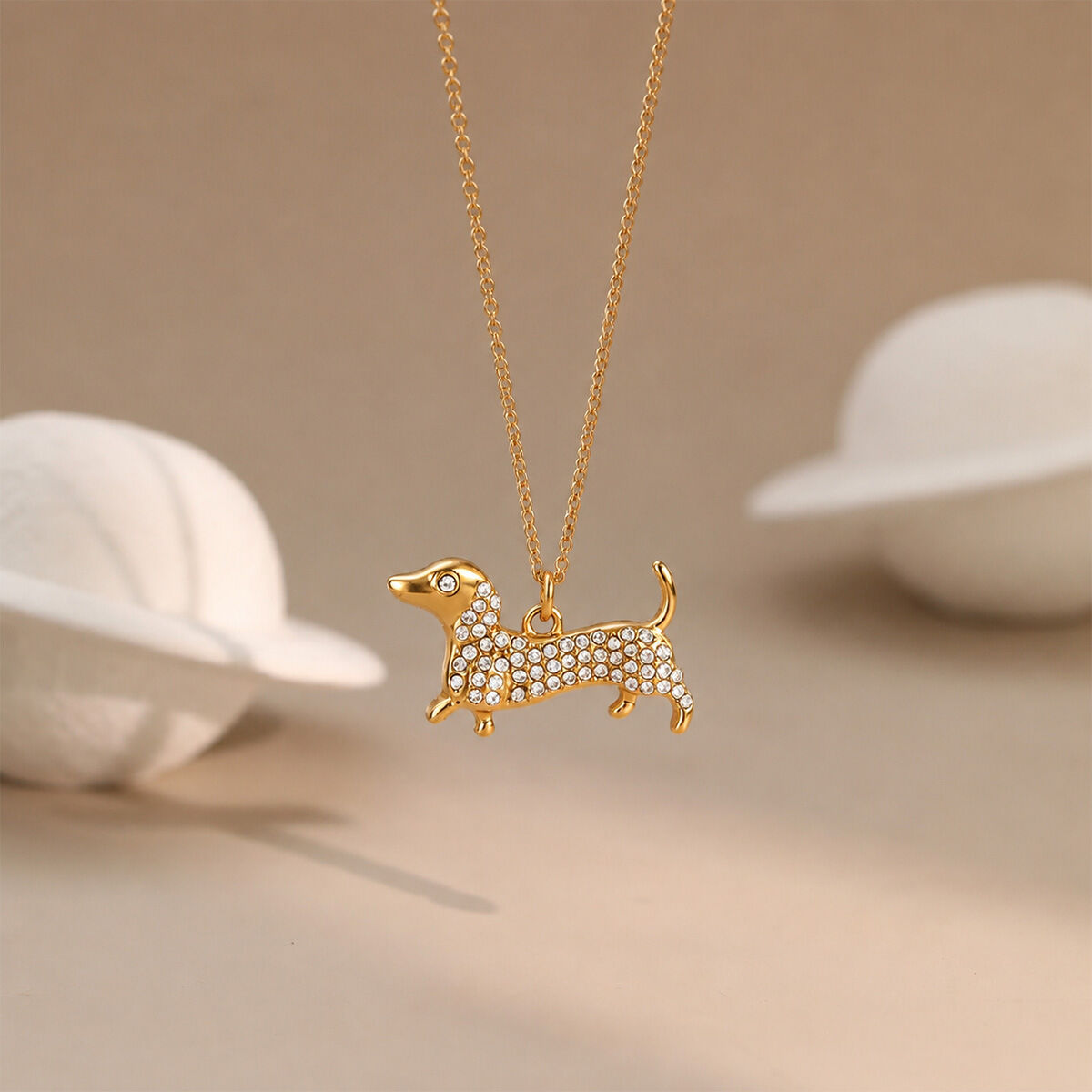 Simple Series Schattige Dierenketting Met Teckelhanger Van Roestvrij Staal, Waterdicht. Afbeelding3