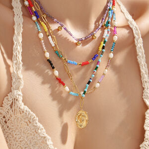 Colliers De Perles Pour Femmes, Collection Romantique Daily Beads, Pierres Naturelles Couleur Or h5 Image4