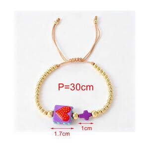 Pulseras Trenzadas Para Mujer Con Cuentas De Cobre Y Forma De Corazón De Resina. h5 Imagen4