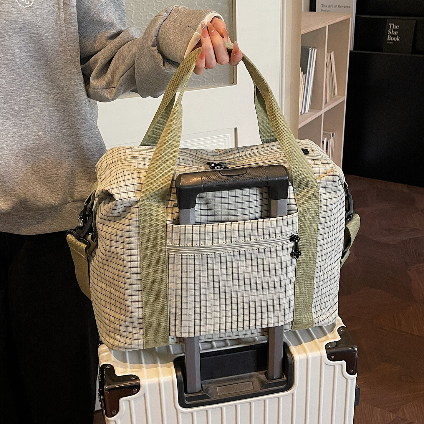 Estilo Casual Ninguno Color Liso Tela A Cuadros Bolsas Cuadradas Para Mujer Deportes Y Viajes Imagen3