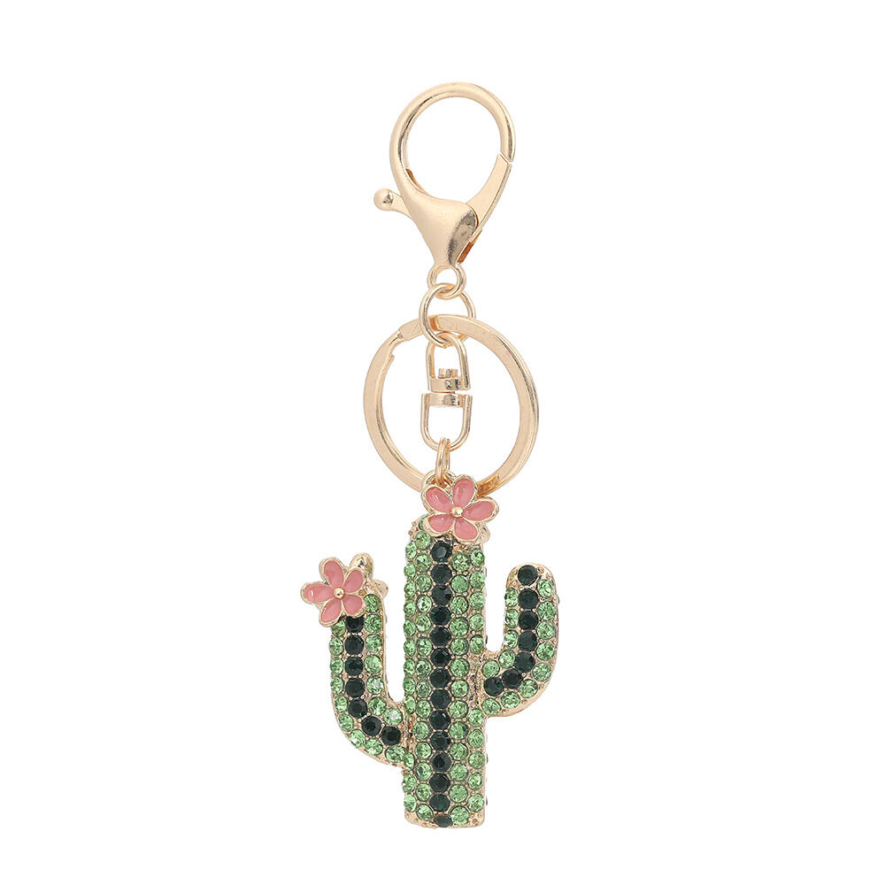 Luxurious Series Natural Flower Solid Color Plant Alloy Rhinestone Keychain
