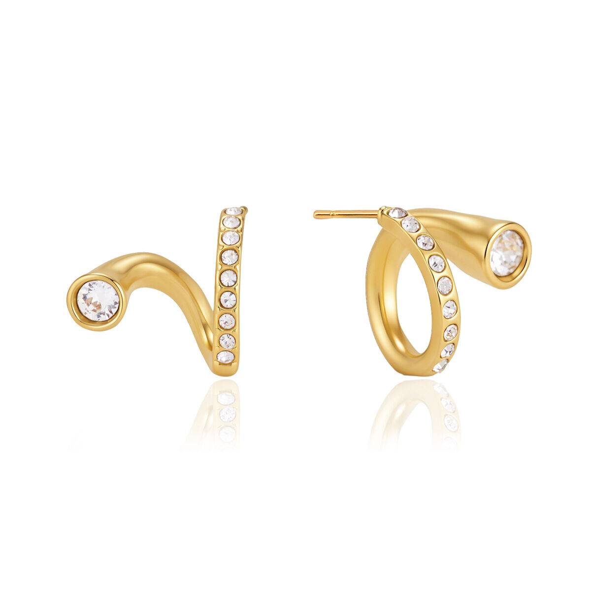 Boucles D'Oreilles Puces Pour Femmes, Collection Simple Series Daily, Lignes Irrégulières, En Acier Inoxydable Étanche. h5 Image4
